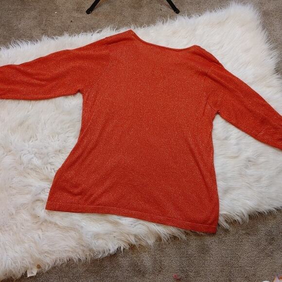 Cathy Daniels Red Shimmer Metallic Shiny Sequin Floral Flower Sheer Spakle XL - Picture 9 of 10